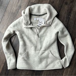 Smartwool women’s XS oatmeal tan pullover 1/2 half zip hoodie pockets new winter